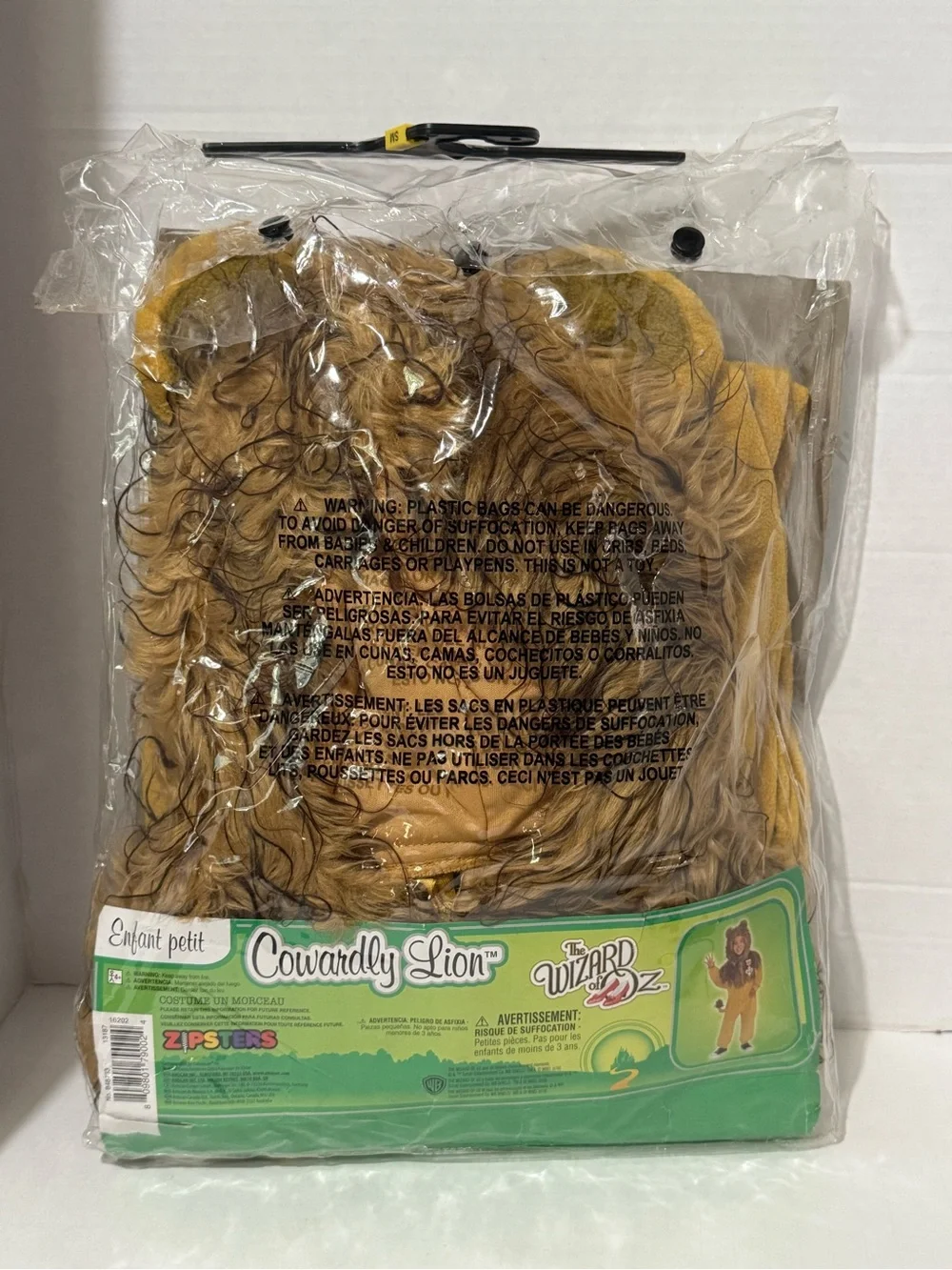 Wizard of Oz Cowardly Lion Costume Child Small Zipsters #103